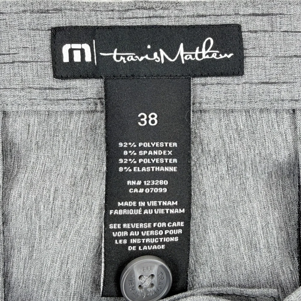 Travis Mathew Golf Shorts Mens 38 Gray Palm Tree Stretch Performance Lightweight